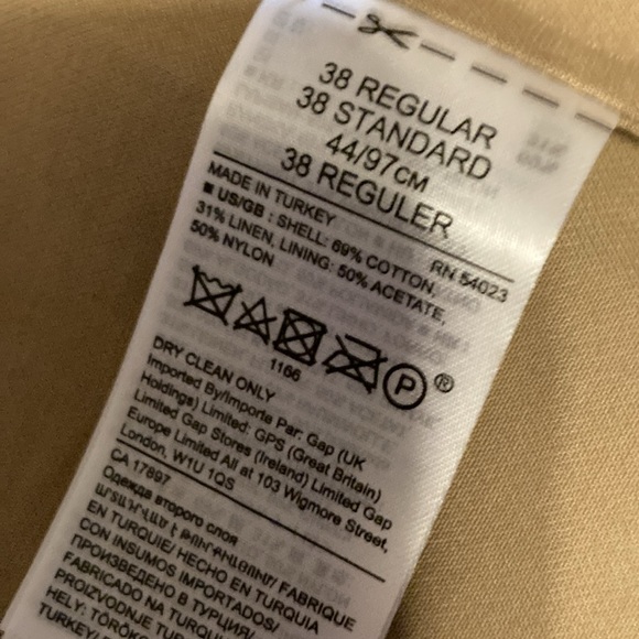 Banana Republic Khaki Sport Coat Blazer, 38R Slim Fit, new with tags - Picture 7 of 10